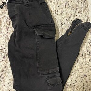 Fashion Nova Charcoal Buttoned Trousers